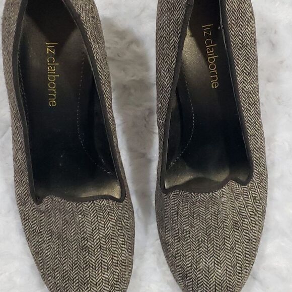 Liz Clairborne Women Vintage Pumped Heels Slip On Tweed Gray Size 7M - Picture 3 of 8